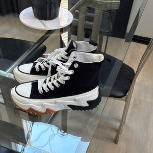 Madden Girl Black and White High-Top Sneakers